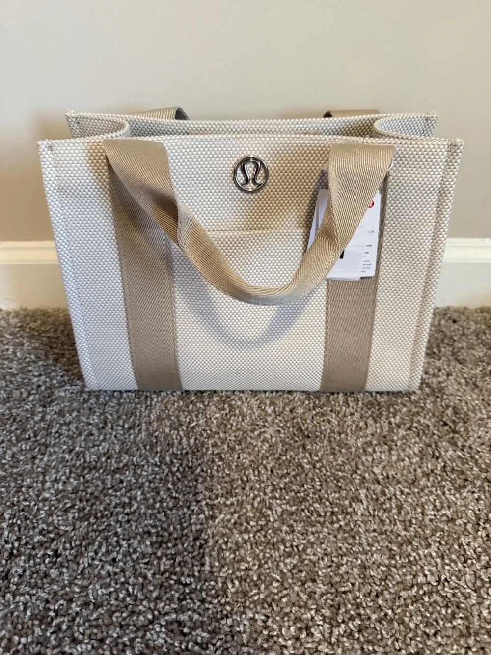 NWT Lululemon Two-Tone Canvas Mini Tote Bag 4.5L Mojave tan light ivory